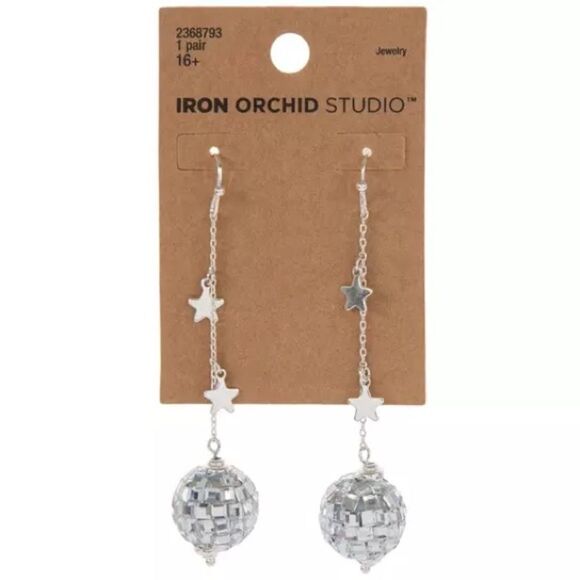 NEW Iron Orchid Studio
Stars & Disco Ball Silver Tone Earrings - Picture 1 of 9